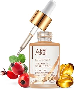 ANAI RUI Squalane + Vitamin E Rosehip Oil Moisturizer for Face,Hair,Skin& Nail Hydrate