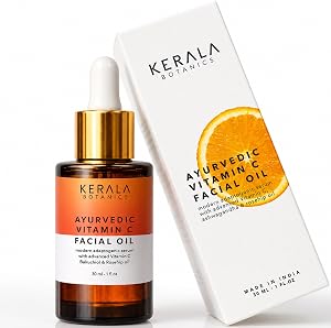Kerala Botanics Ayurvedic Vitamin C Face Oil – Brightening Face Serum with Bakuchiol, Rose