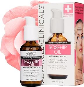 Advanced Clinicals Rosehip Oil For Face With Vitamin E + Botanicals Helps Improve Look Of
